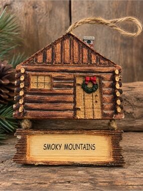 Vintage Smoky Mountains Log Cabin Ornament